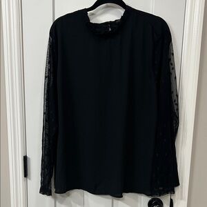 Elegant Black Women's Top with Sheer Sleeves
